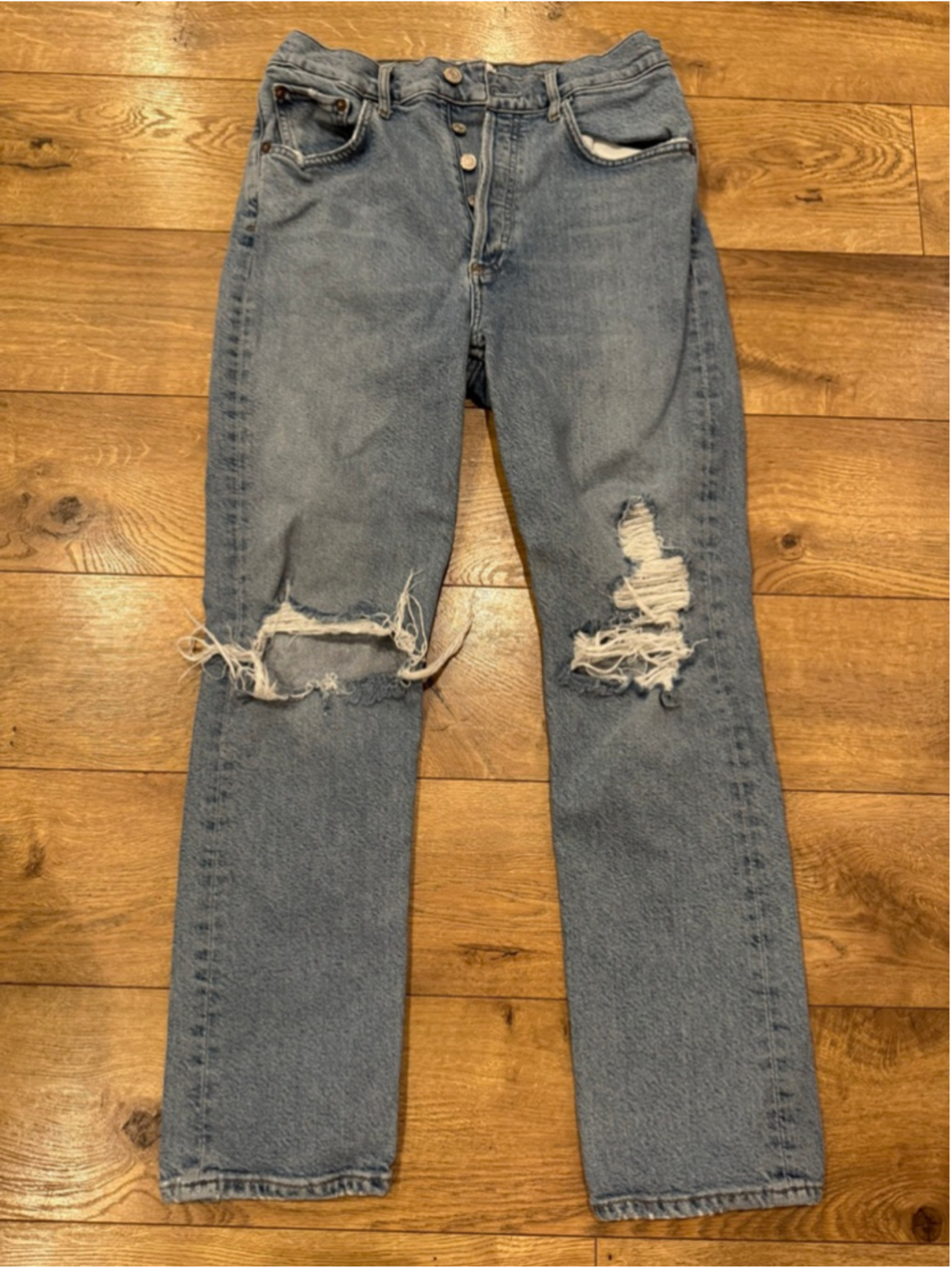 Women's AGOLDE Blue Distressed Straight Leg Jeans Size 27